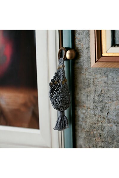 İKRAKONSEPT Gri Küçük Duvar Saksılığı Anahtarlık