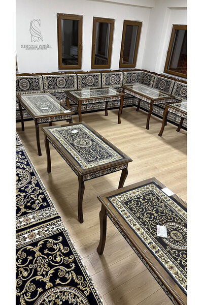 Sultan Sedir Hanzade Lacivert - Yüksek Kahvaltı Sehpası 120x65x65cm