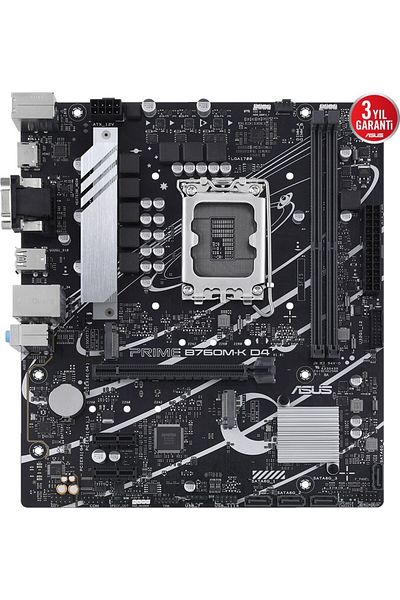 ASUS Prime B760M-K D4 Intel B760 LGA1700 DDR4 5333 HDMI VGA 2x M2 Usb3.2 Aura RGB 2.5GBit Lan Mat