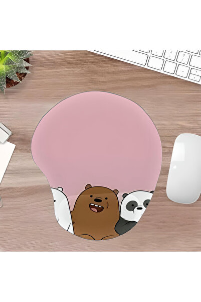 UcuruStore Cute Friend Bears Pink Οβάλ Μαξιλαράκι Ποντικιού με Στήριγμα Ολόκλ...