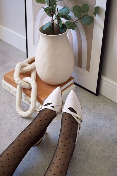 POLKA STORE Blair Pointed Toe Two-Stripes Buckle Beige Nude Nude Patent Leather Heeled Women's Shoes