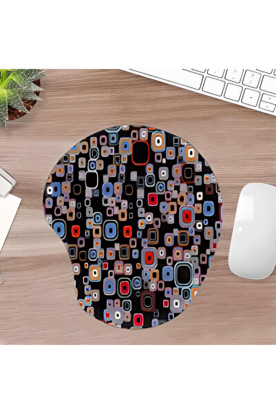 UcuruStore Μικρά Πολύχρωμα Τετράγωνα Οβάλ Επιθέματα Ποντικιού με Στήριγμα Καρπού