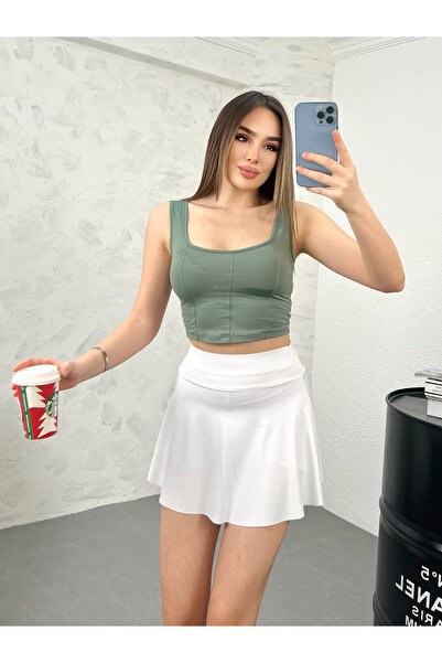 modavingo WOMEN'S WHITE FULL LICRA MINI SHORTS SKIRT