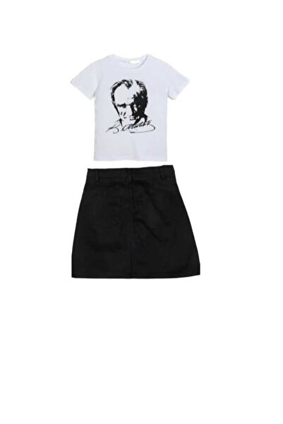 FERRY BUTİK Γυναικείο παιδί κοντομάνικο ατατούρκικο μπλουζάκι λινό στρίφωμα σ...