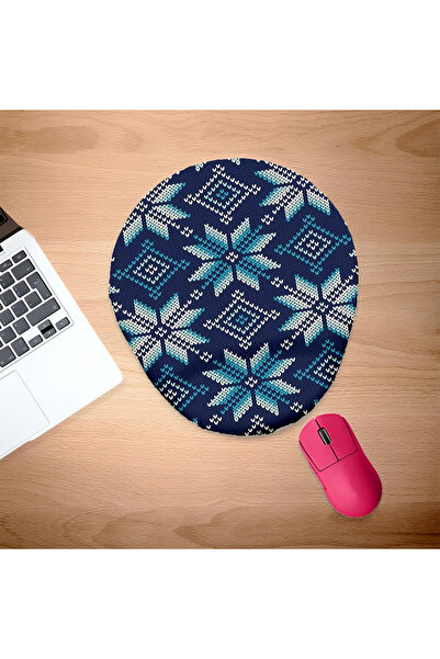 UcuruStore Μπλε Οβάλ Επιφάνεια Ποντικιού με Αστεράτη Εμφάνιση Ραφών και Στήρι...