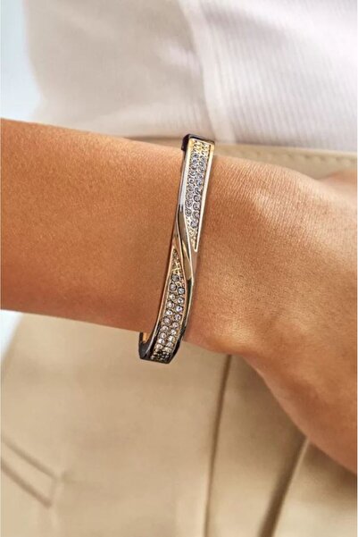 ROSE GOLD RENK TAŞLI ÇELİK KELEPÇE BİLEKLİK