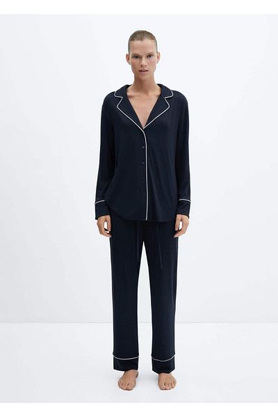 MANGO Woman Pyjama-Hemd mit kontrastierender Paspelierung