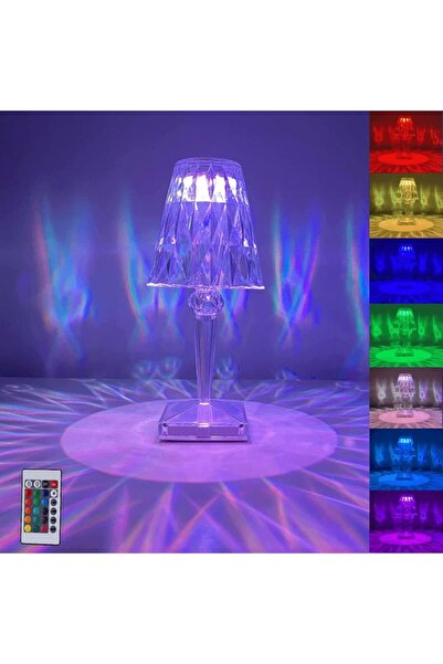 SIGHTZER CRYSTAL TABLE LAMP ŞARJLI RGB LED IŞIKLI ABAJUR GECE LAMBASI UZAKTAN...