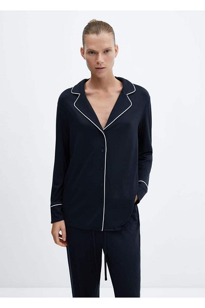 MANGO Woman Pyjama-Hemd mit kontrastierender Paspelierung