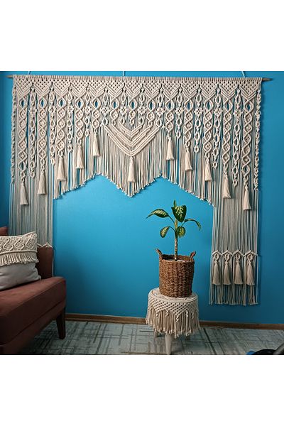 EdaTasarım Handmade Macrame Curtain Loose Embroidered Design Curtain