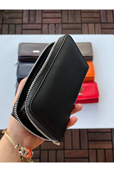 DERKON Jolly Model 100% Genuine Leather Useful Women's Wallet Black