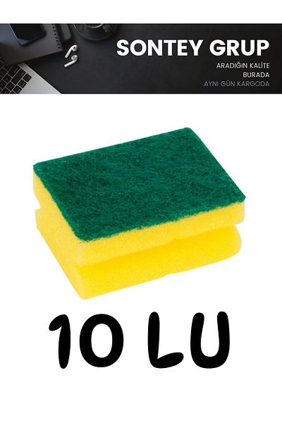 FİYU TEDARİK 10 Pieces Economical Corrugated Classic Dish Sponge - Brite Cleaning