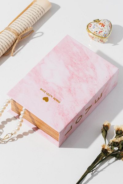 Hayveys Pink Love Written Mini Book Box Jewelry Accessory Organizer