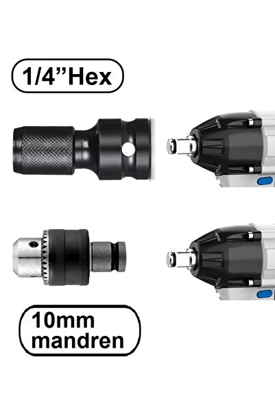Depolife darbeli somun sökme makinesi için metal Mandren ve vidalama  bits Adaptör seti 1/2 hex dönüştücü