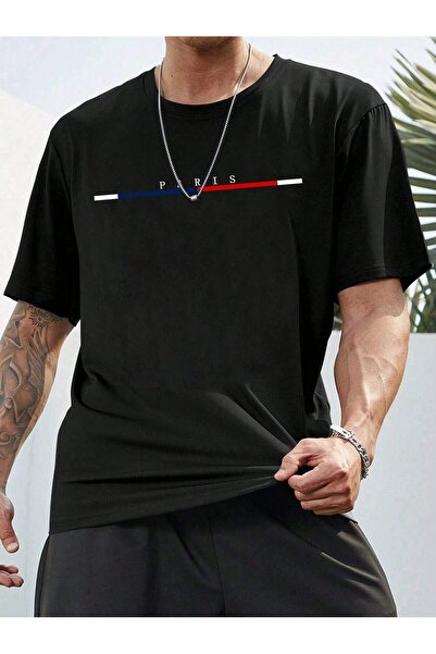 over head oh Muška crna Paris Štampano velika veličina T-shirt