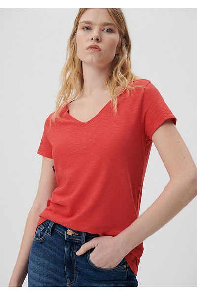 Mavi V Neck Red Basic T-Shirt Slim Fit / Slim Fit 168260-30734