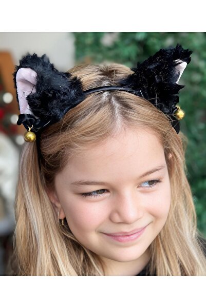 QUEEN AKSESUAR Coroană drăguță de pluș cu urechi de pisică neagră, cu urechi,...