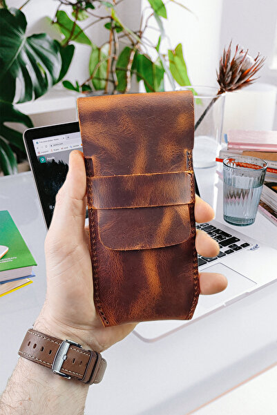 Vardo Hakiki Deri Margot El Yapımı Özel Tasarım Kalemlik & Saat Kılıfı