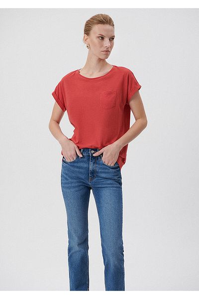Mavi Red Basic T-Shirt with Pockets Loose Fit / Loose Fit 165846-30734