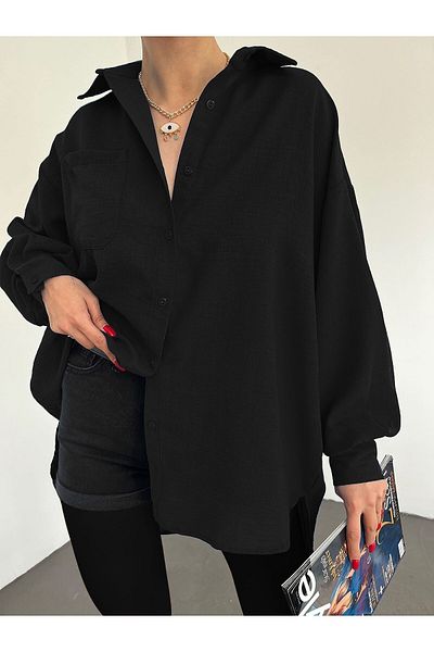 Modamorfo Loose Shirt with Double Button Sleeves and Long Back