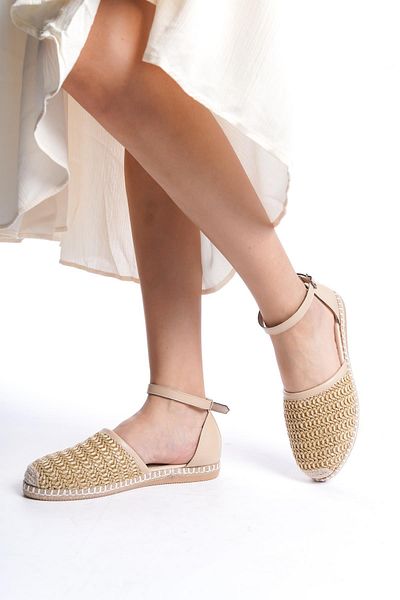 HVZ Exclusive Beige Women's Straw Sole Comfortable Espadrille Ergonomic