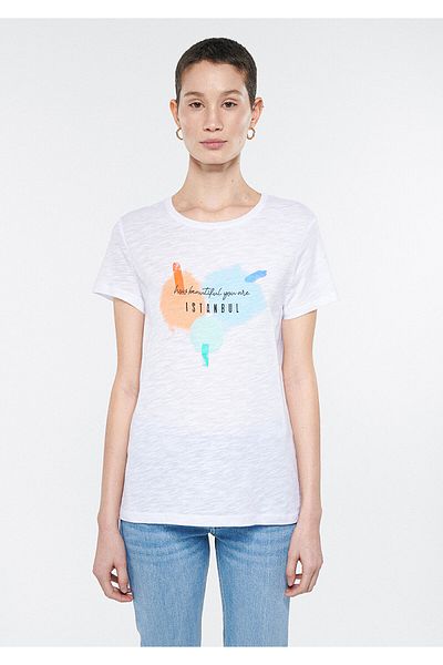 Mavi Tricou alb cu imprimeu Istanbul Regular Fit / Croială normală 1600827-620