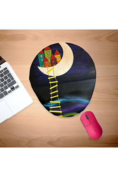 UcuruStore Merdivenli Ay Οβάλ Επιφάνεια Ποντικιού με Στήριγμα Καρπού