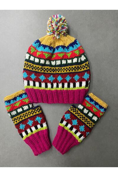 MESKSTORE Hand Knitted Beanie & Gloves Set 5 Different Color Options