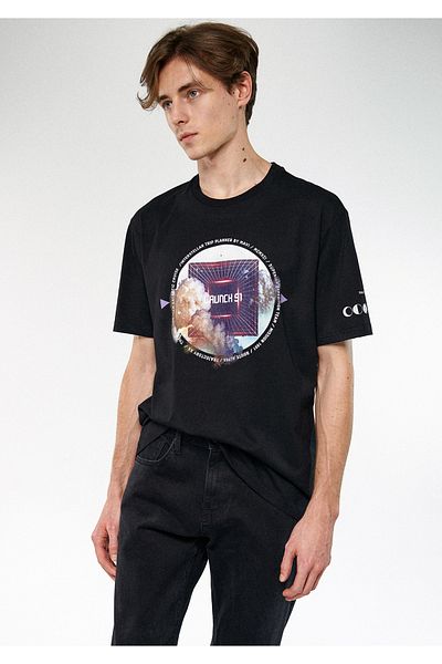 Mavi Launch Printed Black T-Shirt Loose Fit 0611094-900