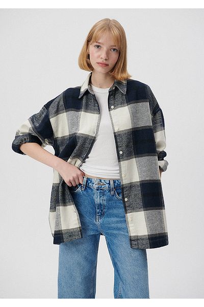 Mavi Cămașă cu carouri bleumarin oversize / croi lat 1210270-83154