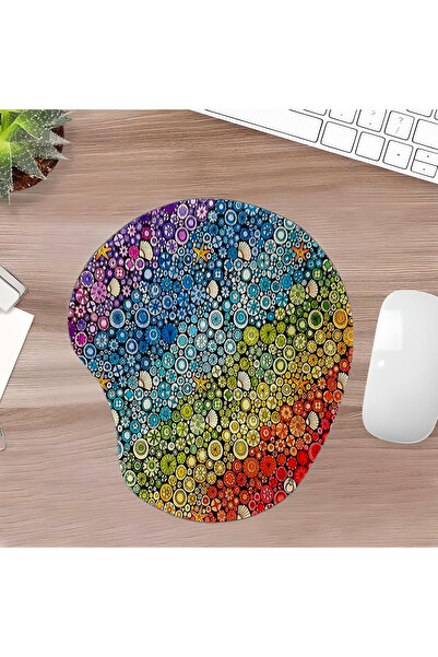 UcuruStore Πολύχρωμο Οβάλ Μαξιλαράκι Ποντικιού με Σχέδιο Κοχύλια και Στήριγμα...