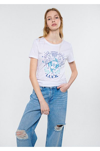 Mavi Tricou alb cu imprimeu Luck Regular Fit / Croială normală 1611297-620