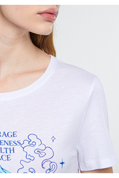 Mavi Λευκό μπλουζάκι Luck Printed Regular Fit / Normal Cut 1611297-620