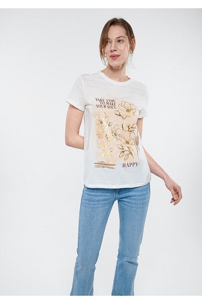 Mavi Tricou alb imprimat în creștere Slim Fit / Slim Fit 1611387-70057