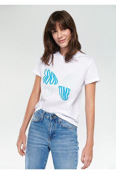 Mavi Good Things Butterfly Printed White T-shirt Regular Fit / Normal Cut 1611267-620