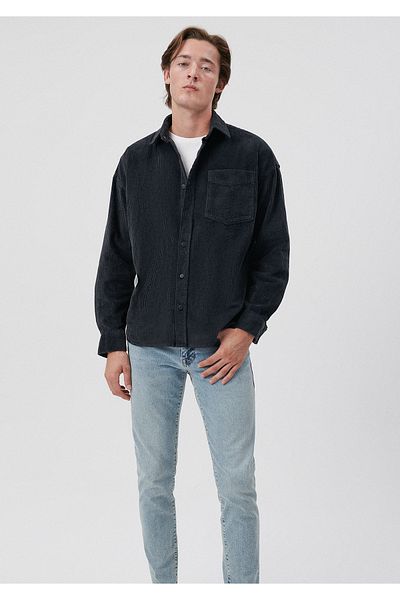 Mavi Γκρι βελούδινο πουκάμισο Oversize / Wide Cut 0210007-34853