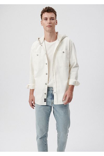 Mavi Hooded White Shirt Loose Fit 0210700-70057
