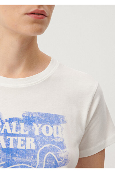 Mavi Call You Printed White T-Shirt Slim Fit / Slim Fit 1611707-70057