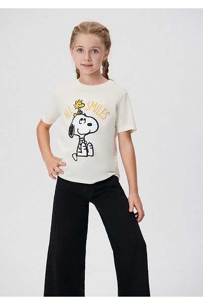 Mavi Tricou alb cu imprimeu Snoopy Regular Fit / Normal Cut 7610124-80194