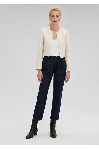Mavi Κρέμα Tweed Crop Jacket1110343-70057