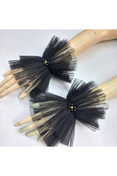 es moda shop أساور من التول مطرزة بالخرز من Efsun باللون الأسود