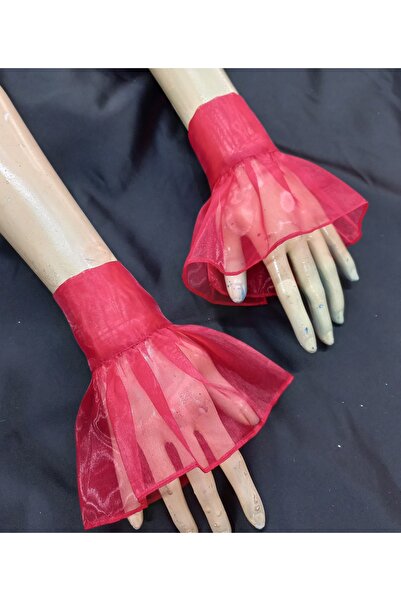 es moda shop Lily organza αφαιρούμενη μανσέτα κόκκινη