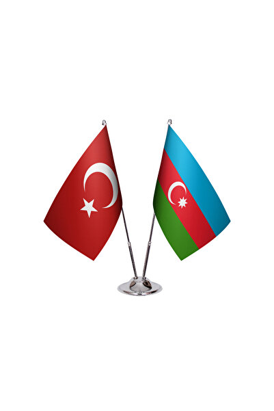 Asyabayrak Azerbaycan İkili Masa Bayrağı