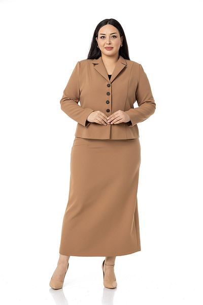DISENTIS MODEST Large Size Skirt Jacket Mink Set