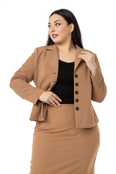 DISENTIS MODEST Large Size Skirt Jacket Mink Set