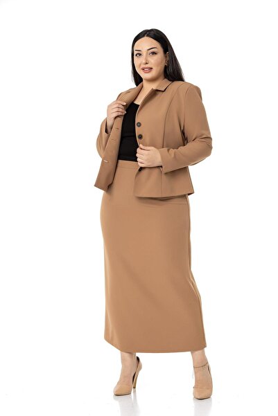 DISENTIS MODEST Nagy méretű szoknyakabát Mink készlet