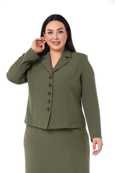 DISENTIS MODEST Large Size Skirt Jacket Khaki Set