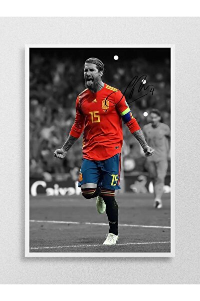 Mudi Store Ramos Futbol Poster Çerçevesiz Yüksek Kalite Futbolcu Duvar Poster