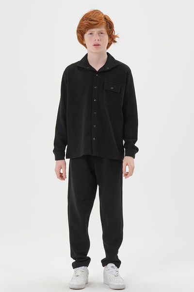 Black One طقم علوي وسفلي مزين بأزرار من قماش الجاكار