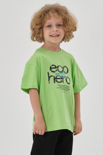 Black One تي شيرت صيفي للأولاد والبنات من القطن مطبوع برقبة دائرية من Eco Hero